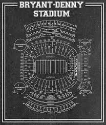 Vintage Print Of Bryant Denny Stadium Seating Chart By