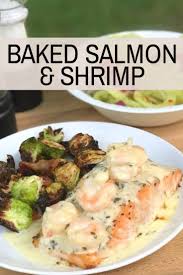 Baked Salmon With Lemon Parmesan Shrimp Seafood Dinner Baked Salmon Lemon Recipes