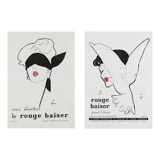Rossetto iconico di rouge baiser. Rene Gruau Two Vintage Rouge Baiser Lipstick Advertisements Mutualart