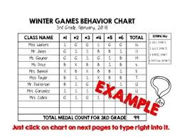 Winter Games Behavior Charts Great For Elementary Class Editable