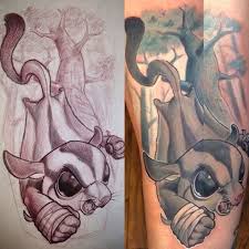 Sketch To Tattoo Of Last Night S Adventure Tattoo Done All With Eternalink Redemptiontattoocare Stencilstuff Sugar Glider Suspended Animation Tattoo Care