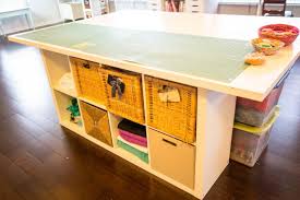 Diy Sewing And Cutting Table With Storage Cubbies Underneath Sewing Room Sewing Room Furniture Cutting Tables Fabric Cutting Table