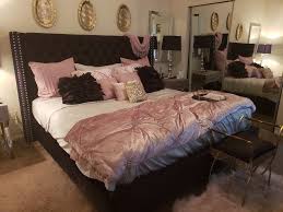 Black Tufted Bed With Pink Gold Silver Accents Rose Gold Bedroom Room Decor Bedroom Rose Gold Silver Bedroom Decor