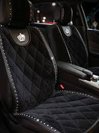 44 77 Crown Plush Car Seat Covers Punk Rivet Universal Auto Cushion 1pc Front Cover Black Bling Car Accessories Car Accesories Car Bling