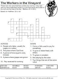 One day, jesus told his disciples a story about the workers in the vineyard. Parable Of Vineyard Workers Crossword Sermons4kids