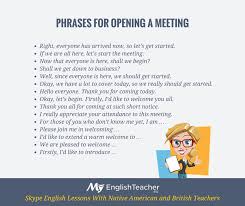 Useful English Phrases For Running A Business Meeting Learn English English Phrases English Vocabulary