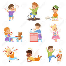 Naughty And Obedient Kids Set Children With Good Manners And Hooligans Vector Illustration On White Background Kids Reading Books Kids Reading Preschool Kids