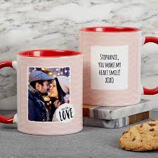Order with no minimums and worldwide shipping. Red Photo Message Personalized Coffee Mug 11 Oz Photo Gifts