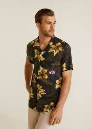 Asos design matching relaxed revere shirt in lilac and gray pattern. Mango Regular Fit Floral Print Shirt Men Man L Printed Shirts Men Mens Tops Mens Shirts