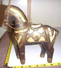 In conversation with mushtaq ahmed. Antique Hand Made Carved Wood 8 Horse Figurine W Brass Bone Inlays India 1836578642