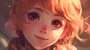 Anime Mata Gadis Dengan Rambut Oren Dan Hijau