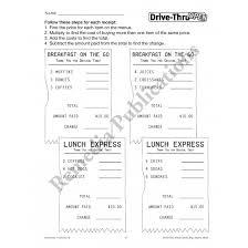 There are two interactive math features: Drive Thru Menu Math Beginning Money Skills