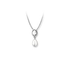 Newbridge Silverware Grace Kelly Drop Pearl Pendant With Clear Stone Pearl Pendant Clear Stone Pendant