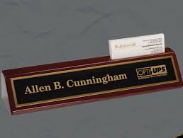 Wood Desk Name Plate With Business Card Holder Free Engraving Name Plate Custom Desk Rose Wood Desk
