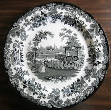 Black And White Dinnerware Black White Transferware Toile Victorian Zoo Rhino Plate Transferware White Dinnerware Set Black Decor