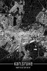 Stadtplan Karlsruhe Just A Black Map I Digitaldruck Stadtkarte Citymap City Poster Kunstdruck City Poster Stadtplan Karlsruhe