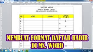 Check spelling or type a new query. Cara Membuat Daftar Hadir Dengan Ms Word Youtube