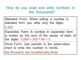 Writing Numbers In Word Form Chart Homework Example