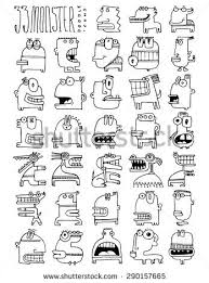 Thirty Three Doodle Icons Monster Simple Drawing Funny Faces Silly Characters Strange Alien Easy Drawings Doodle Icon Monster Drawing