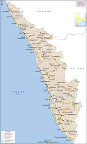 Roads, highways, streets and buildings on satellite. Kerala Road Network Map