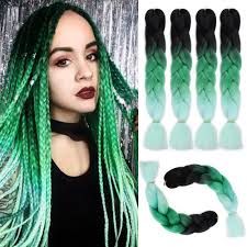 Color experimentation is at its peak, and crayon shades are becoming as common as classic hair colors like brown and blonde. Amazon Com Gx Beauty 4pcs Lot Jumbo Braiding Hair Kanekalon Ombre Green Synthetic Braids Hair Extension 24inch Twist Crochet Hair Black Green Light Green Beauty
