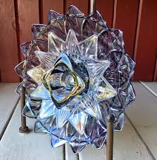 I have seen some vintage dish and plate flowers on pinterest and thought making my own from some inexpensive dollar tree glassware and glass paint would add a pop of pizazz to. Includes Square Glass Piece In Center Repurposed Glass Flower Sun Catcher Glass Garden Art Artofit
