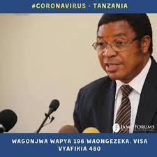 CORONAVIRUS TANZANIA: WAGONJWA WAPYA 196 WAONGEZEKA. VISA VYAFIKIA 480 >  Serikali imetoa taarifa ya mwenendo wa ugonjwa wa #COVID19 nchini na kusema  kuna maambukizi mapya 196 > Wagonjwa wapya wote ni Watanzania