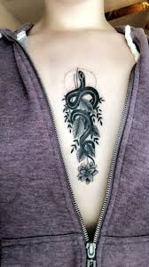 Snake And Flower Sternum Tattoo Sternum Tattoo Tattoos Snake Tattoo