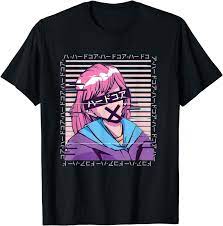 Amazon.com: Glitch Anime Girl Japanese Letters I Trendy Retro Style T-Shirt  : Clothing, Shoes & Jewelry