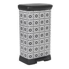 Poubelle A Pedale Motif Carreau De Ciment Gris Et Blanc 50 L Poubelle Rangement Rangement Et Entretien Gifi