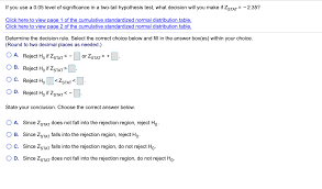 Solved If You Use A 0.05 Level Of Significance In A Two-Tail | Chegg.com