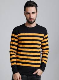 Black And Yellow T Shirt Mens Black Yellow Full Sleeve T Shirt Only On Sourgrape Wooplr Com Best T Shirts Online Full Sleeve Tshirt Long Sleeve Tshirt Men Mens Tshirts