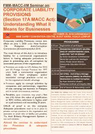 From wikipedia, the free encyclopedia. Fmm Macc Iim Seminar On Corporate Liability Provisions Section 17a Macc Act Understanding What It Means For Businesses