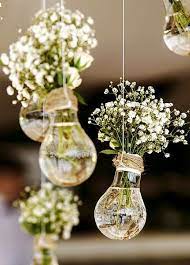 Wedding Decor Idea Light Bulbs And Baby S Breath Hanging Decor Wedding Diy Vintage Wedding Insp Wedding Decorations Rustic Wedding Decor Rustic Wedding