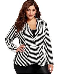 Black And White Striped Blazer Plus Size American Rag Plus Size Jacket Striped Peplum Blazer Plus Size Jackets Blazers Plus Sizes Macy S Plus Size Outfits Clothes Trendy Plus Size Clothing