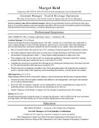 Assistant Manager Resume Monster Com