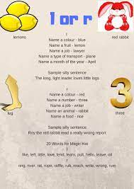 Pronunciation Of L And R East Asian Students Often Struggle With These Sounds Practising These Words Will Help Them Silly Sentences Red Names R Names