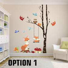 Fox Wall Decals Woodland Nursery 1 Tree Birch By Americandecals Kids Room Wall Decals Kids Room Murals Nursery Room Decor