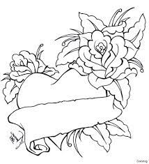 This is bouquet of flowers coloring page drawing hearts and roses coloring pages valentine heart of roses image. Coloring Page Heart Rose Banner Colouring Pages Page Art Projects Awesome Coloring Sheets Picture
