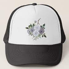 Chic White Black Flower Floral Roses Trucker Hat Whiteblackflowerhat Flowerhat Floraltruckerhat Floralhat Trucker Hat Hats Floral Hat