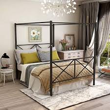 Get 5% in rewards with club o! Jurmerry Metal Canopy Bed Frame With Ornate European Style Headboard Footboard Sturdy Black Steel Holds 660lbs Perfectly Fits Your Mattress Easy Diy Assembly All Parts Includedblack Queen