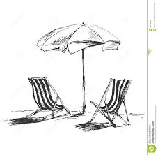 Hand Sketch With Beach Chairs And Parasols Stock Vector Illustration Of Sand Beautiful 64614239 Beach Drawing Beach Sketches Drawings