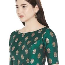 Nero Readymade Round Neck Designer Saree Blouse Floreale Tessuto Modello Donna  Poli Seta Sari Choli Indiano Abito Abito Tessuto Craft Tunic Top