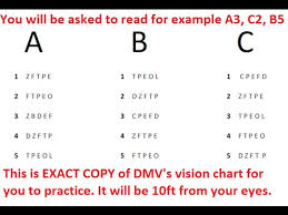 73 actual eye test for renewing drivers license