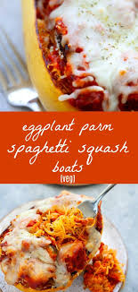 Eggplant Parmesan Spaghetti Squash Boats The Foodie Dietitian Recipe Parmesan Spaghetti Eggplant Parmesan Parmesan Spaghetti Squash