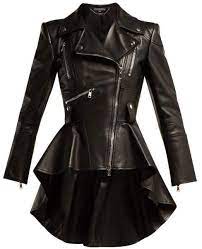Peplum Leather Biker Jacket Alexander Mcqueen Matchesfashion Us Leather Jackets Women Black Leather Biker Jacket Faux Leather Biker Jacket