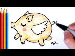 How To Draw Flying Pig - Step By Step Tutorial For Kids - Youtube