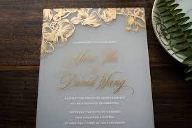 Frosted Acrylic Floral Wedding Invitation Suite Simple And Unique Gold Clear Wedding Invitations Floral Wedding Invitations Acrylic Wedding Invitations