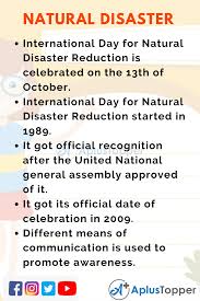 10linesoninternationaldayfornaturaldisasterreduction Aplustoppercom In 2020 Natural Disasters Disasters International Day