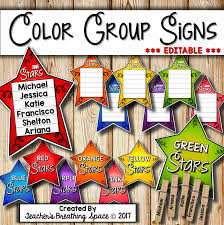 Color Group Signs Editable Table Or Group Signs For Any Flexible Grouping Needs This Set Includes Two Versions Of Color G Color Grouping Table Signs Color